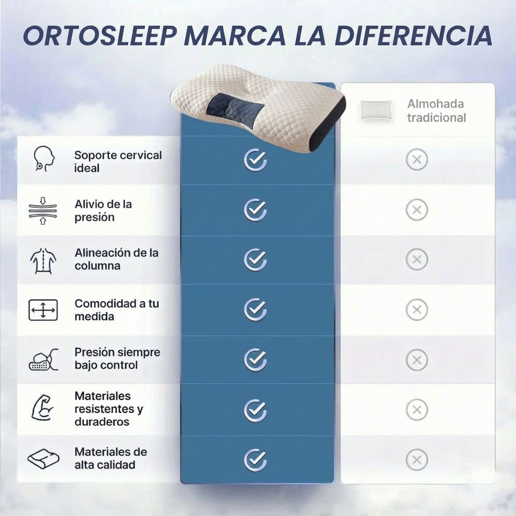 Almohada Ergonómica OrtoSleep™ – Descanso Cervical y Postura Perfecta