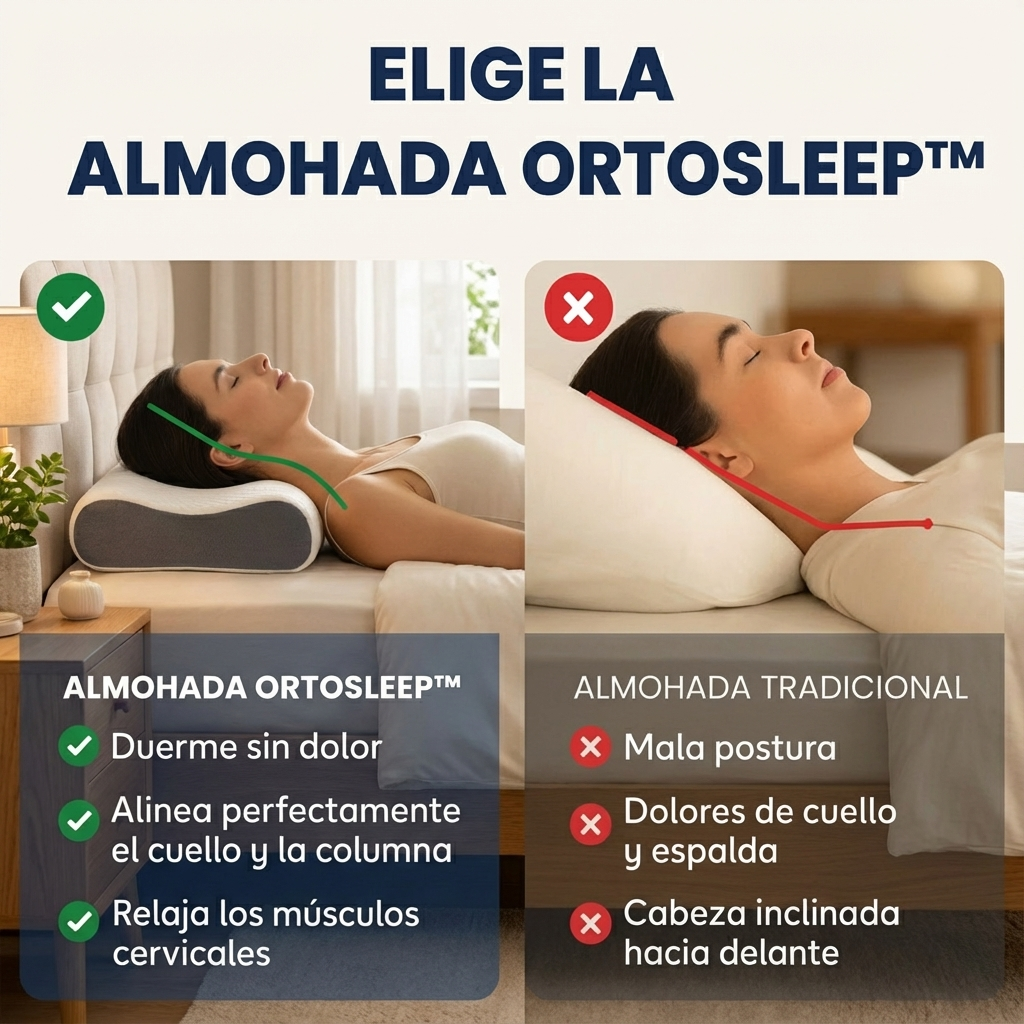 Almohada Ergonómica OrtoSleep™ – Descanso Cervical y Postura Perfecta